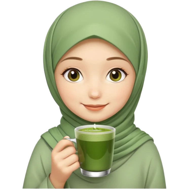 Hijabi girl with matcha  emoji