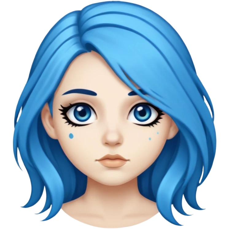 pretty long and blue hair baddie with eyeliner  emoji
