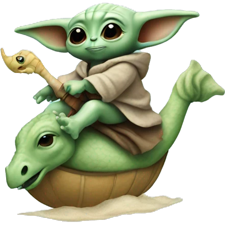 baby yoda riding seahorse emoji