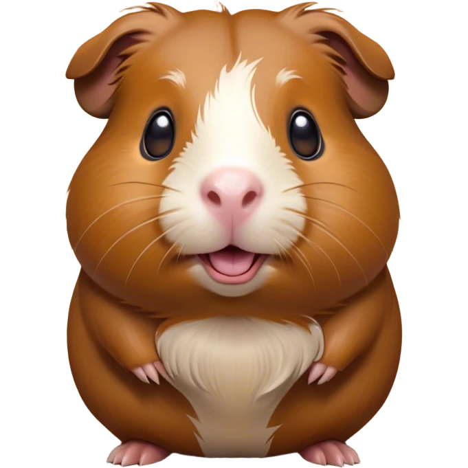 Cinematic Comical Brown Guinea Pig Portrait Emoji, Head tilted dramatically with an exaggeratedly amused expression, featuring a sleek brown coat with a naturally scrunched little face, wide, expressive dark eyes filled with playful disbelief, Simplified yet hilariously expressive features, highly detailed, glowing with a slightly sassy glow, high shine, dramatic yet playful, stylized with an air of cheeky mischief, bright and endearing, soft glowing outline, capturing the essence of a spirited and over-the-top guinea pig, so meme-worthy it feels like it could side-eye its way into internet fame instantly! emoji
