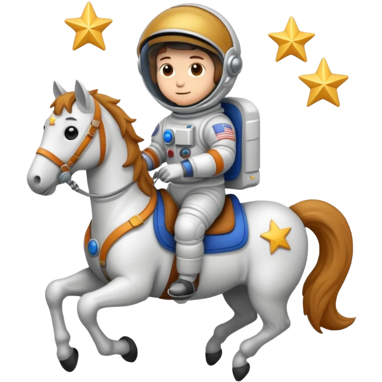 astronaut on horseback with stars in background emoji