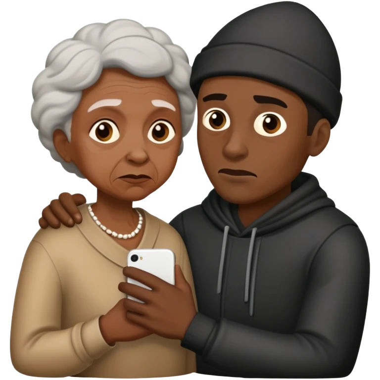 A black man robbing a grandma emoji