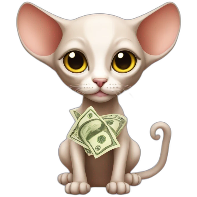 Sphinx cat with money emoji