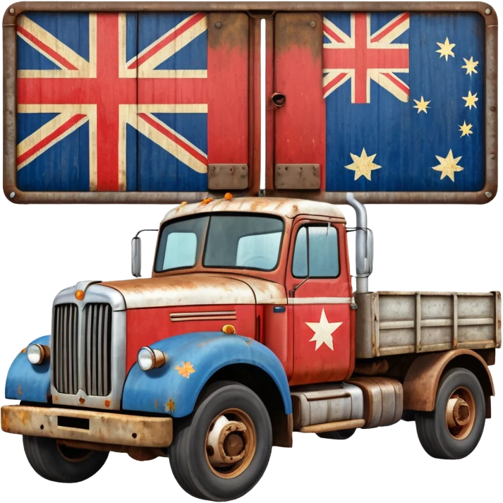 Old Mack truck with Australian flag  on door emoji