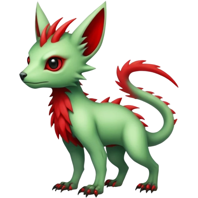 Cool Edgy Green Red ethereal badass punky Fionbri-Vernid-Trico-animal-creature full body emoji