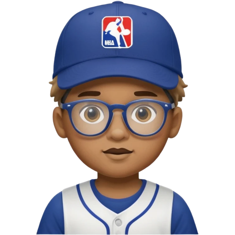 baseball hat and glasses child with nba jersey emoji