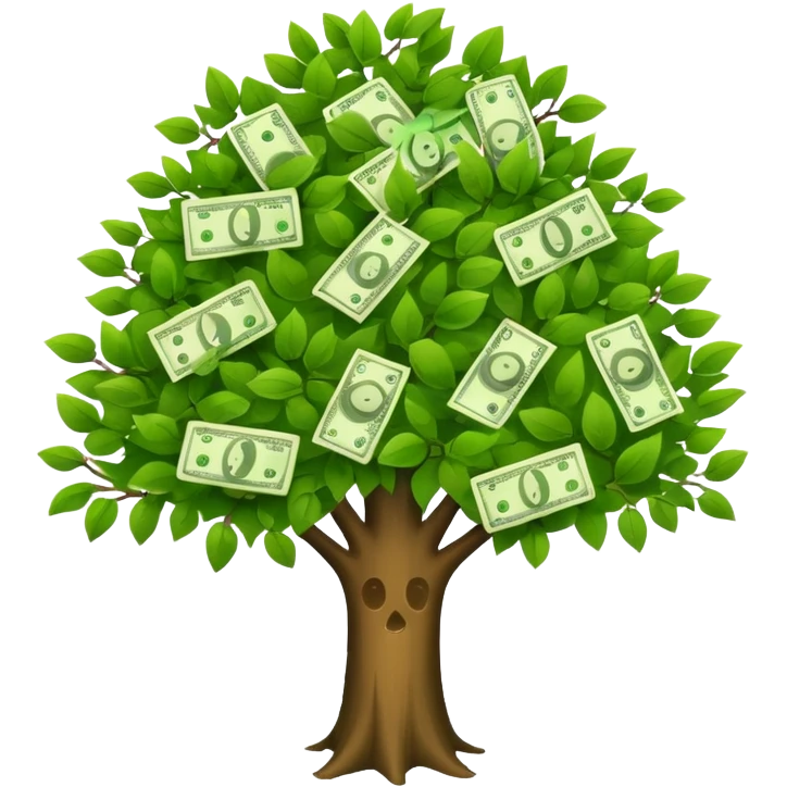 A tree with the leaves with money on it  emoji