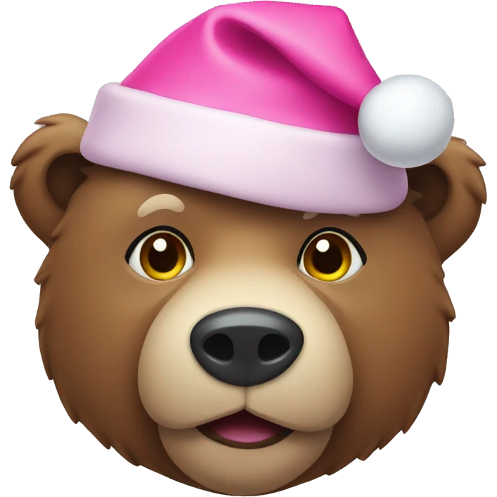 Bear with pink Christmas hat emoji