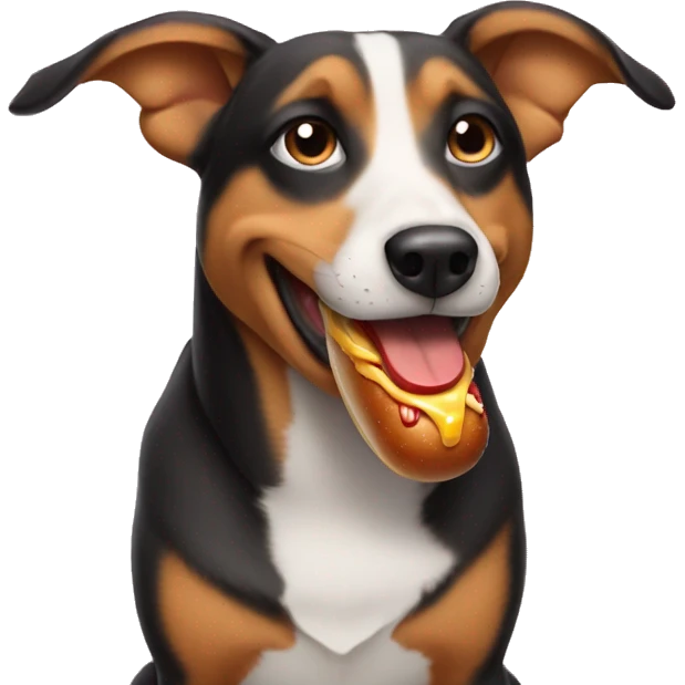 dog eating a hot dog emoji