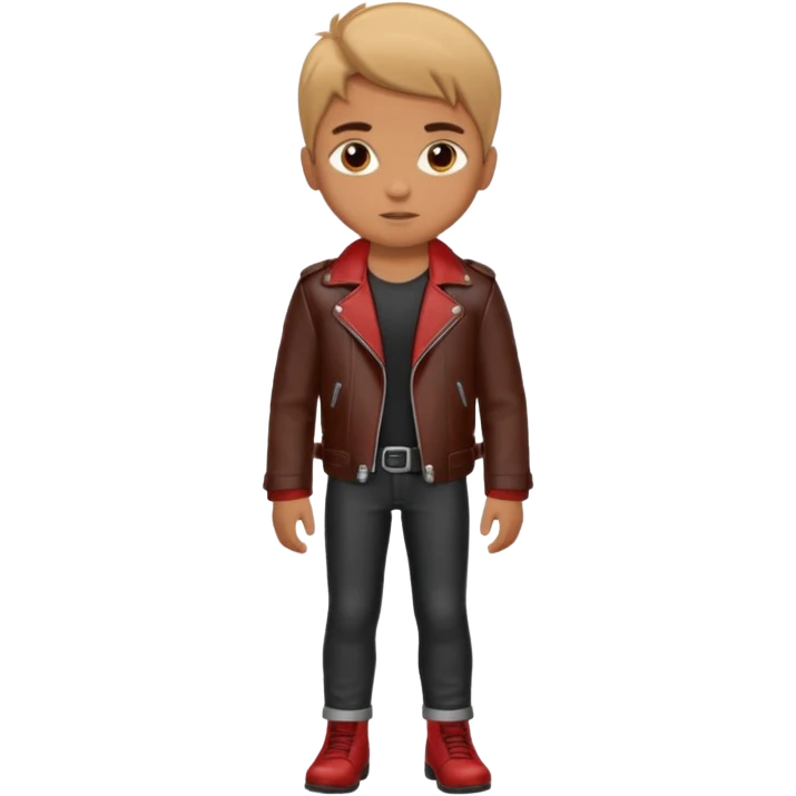 Boy in leather jocket, full body, different colors leather jocket, close up emoji