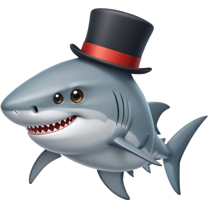 Shark with a top hat emoji