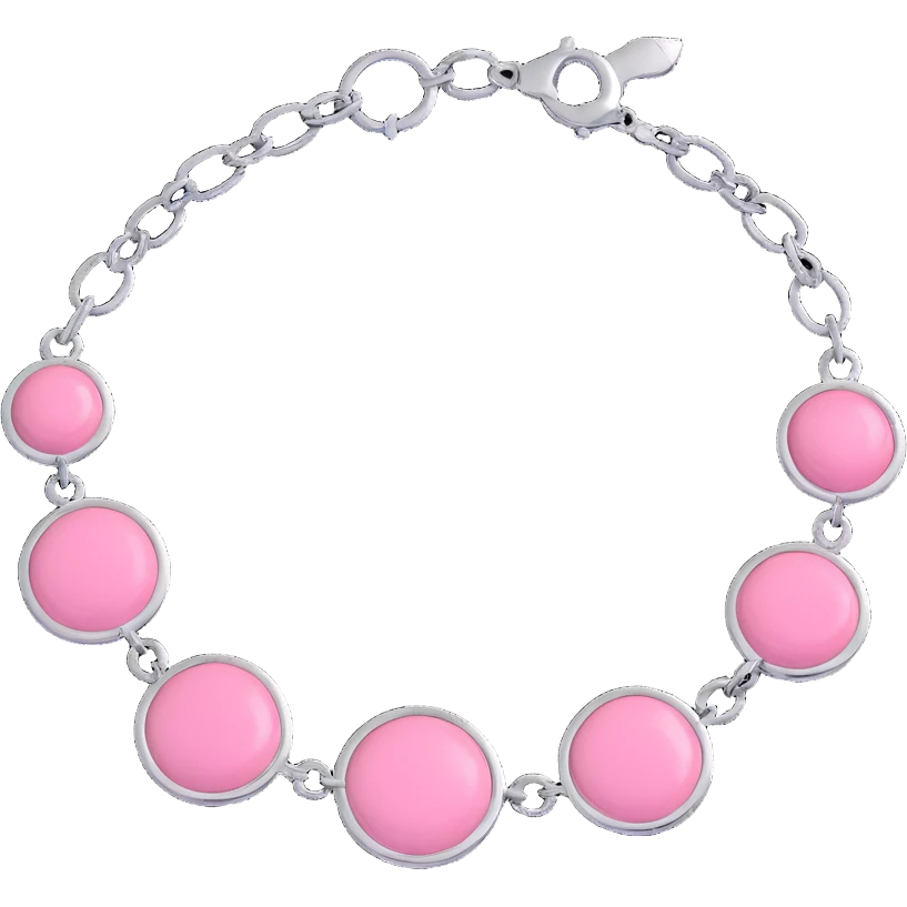 realistic 3D gothic bracelet with silver and pink accents, minimal and dark emoji