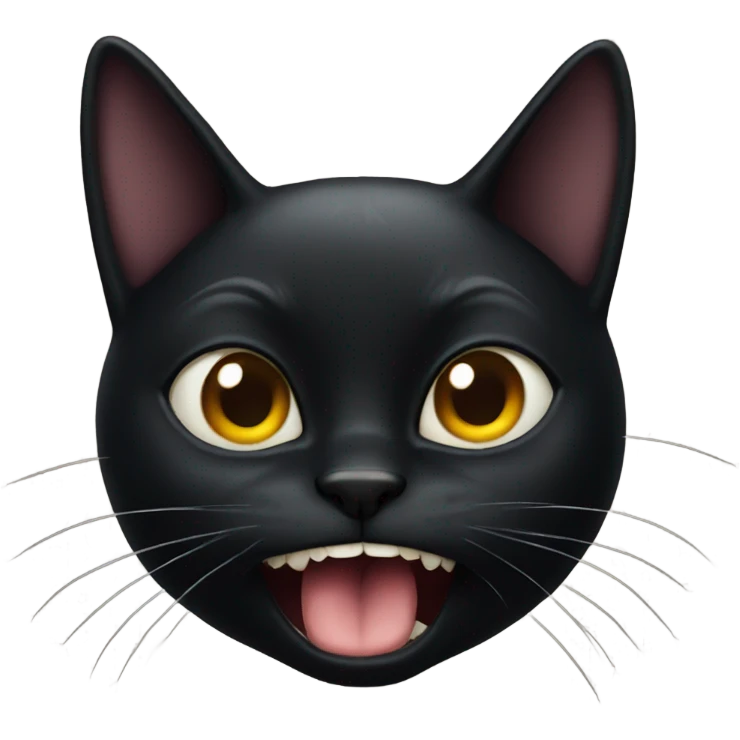 black cat doing weird face emoji