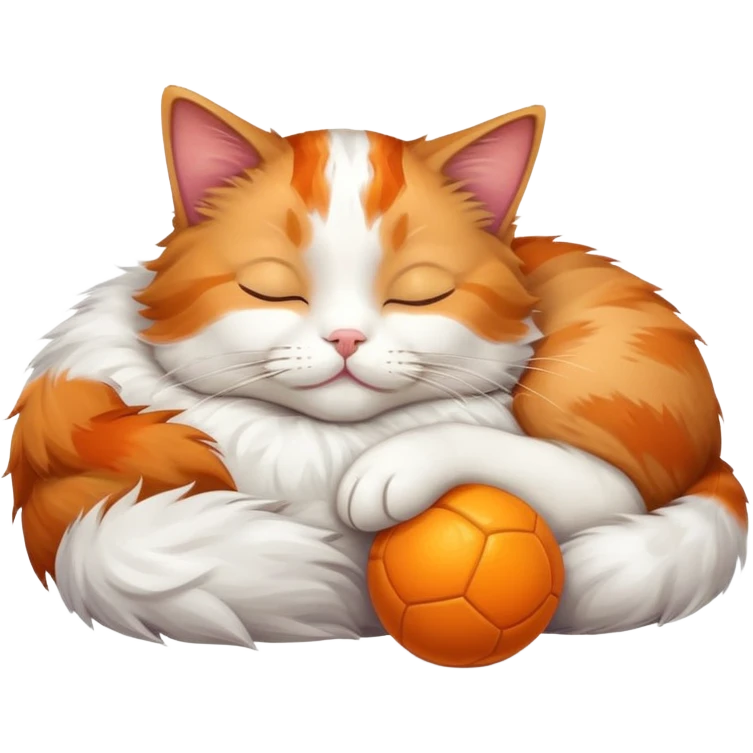 cat sleeping with ball emoji