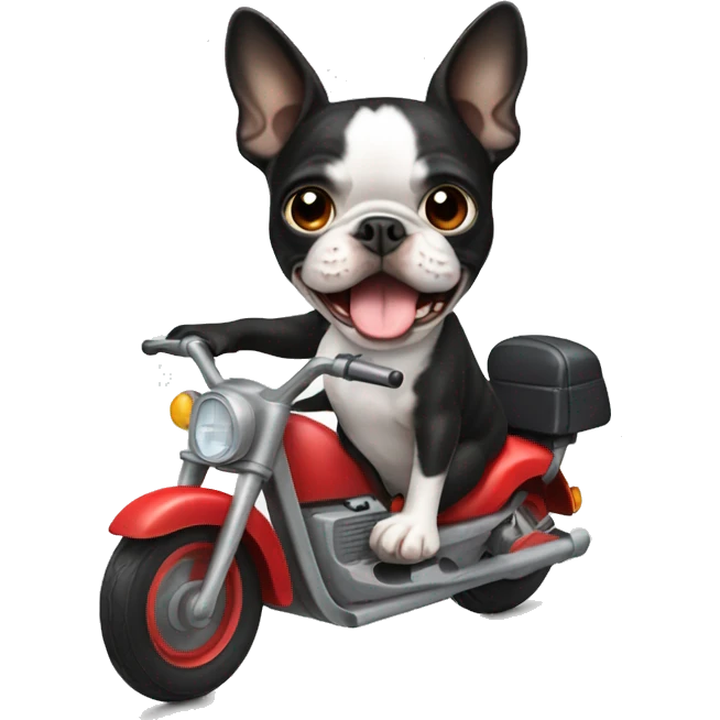 boston terrier riding a moter cycle emoji