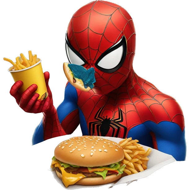 Spider man eating fast food  emoji