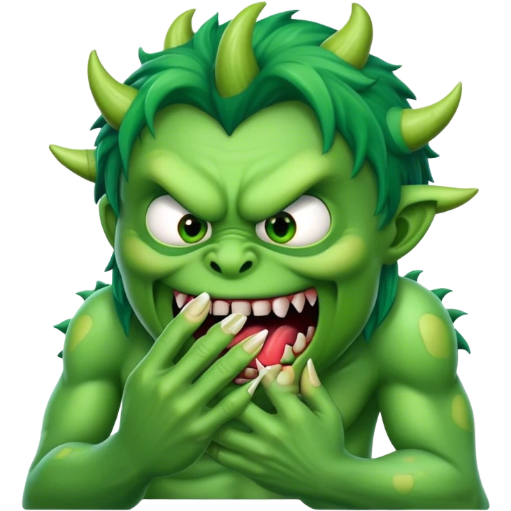 Monster biting nails emoji