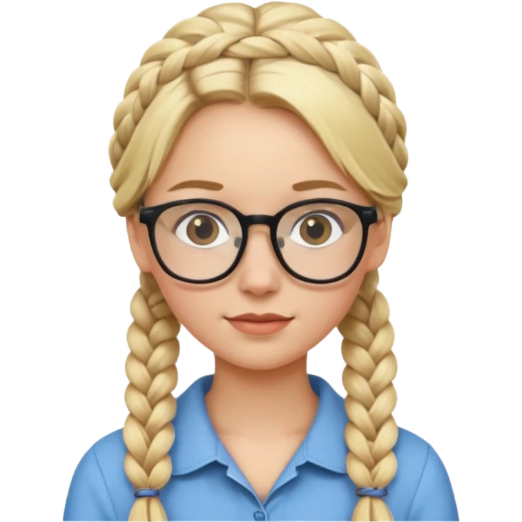 blonde braided girl with glasses emoji