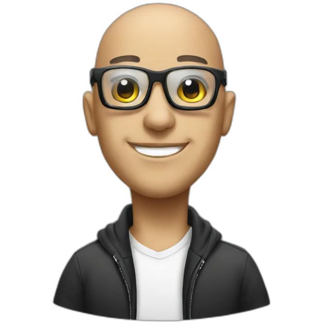 a bald DJ with glasses emoji