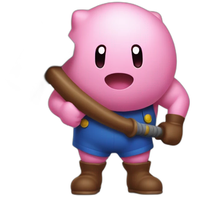 Kirby with a hammer emoji