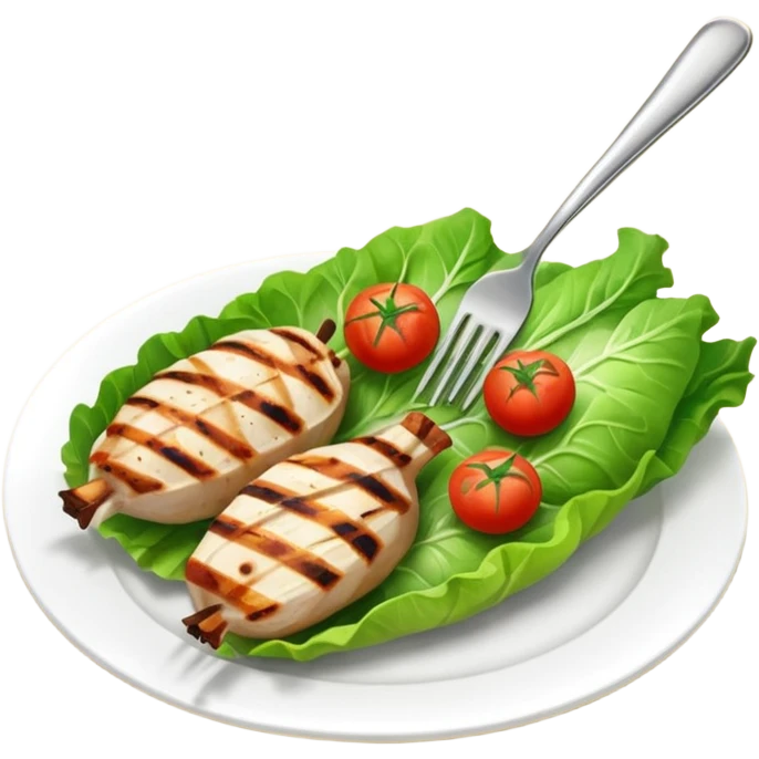 Lettuce wrapped grilled chicken, tomato, lettuce. In fork of sandwich. emoji