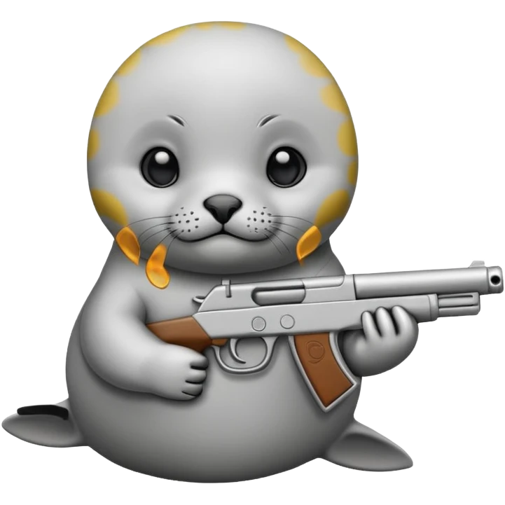 Baby seal with a gun emoji