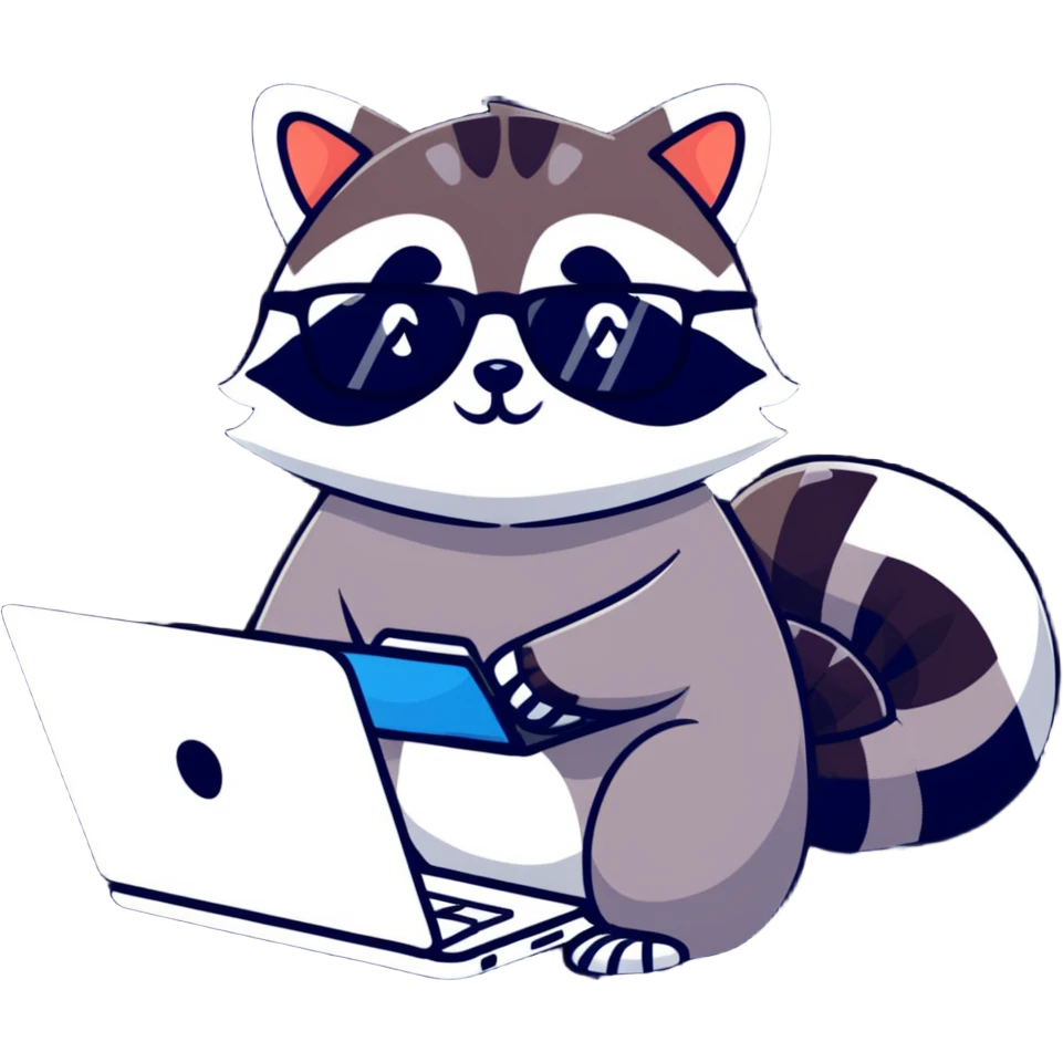 raccoon data scientist with a computer emoji