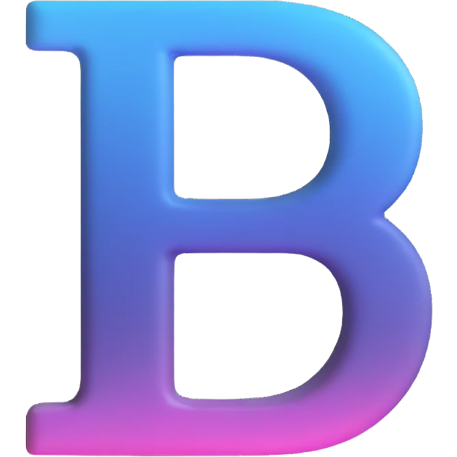 letter B with a soft gradient and subtle shadow emoji