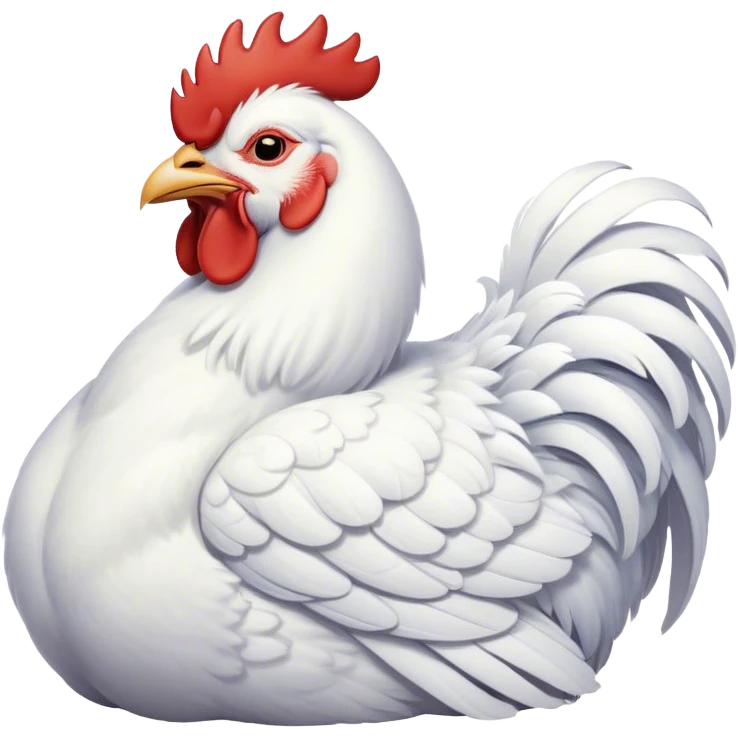 Meme-Worthy Cute Sleeping White Rooster Portrait Emoji, Head resting peacefully with a contented smile, showcasing a robust build and a luxuriously soft pure white plumage, eyes shut in a serene, restful nap, Simplified yet hilariously adorable features, highly detailed, glowing with a soft, drowsy light, high shine, relaxed and utterly lovable, stylized with an air of playful laziness, bright and heartwarming, soft glowing outline, capturing the essence of a comically sleepy rooster, so meme-worthy it feels like it could instantly become the next viral sensation of adorable slumber! emoji
