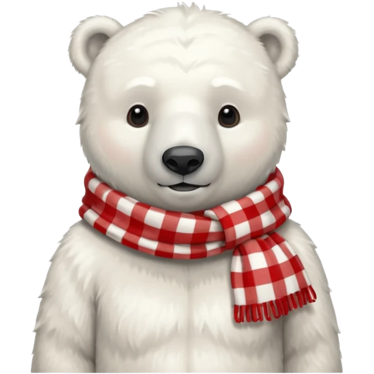 polar bear wearing a red and white checkered scarf emoji
