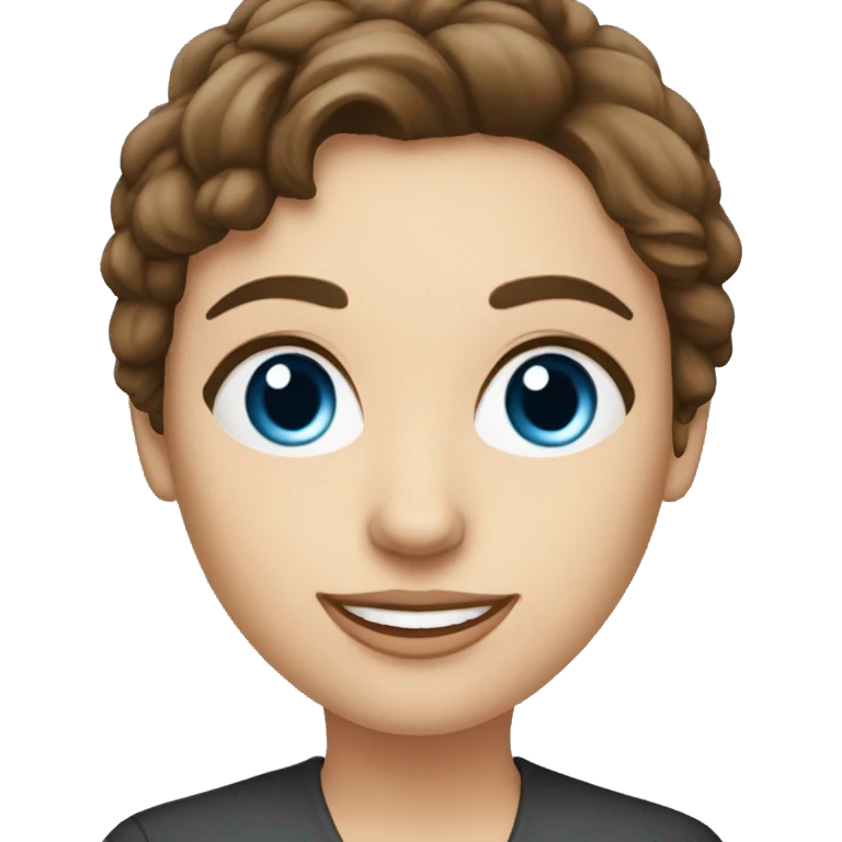Female Teacher of English, owner of online school, brown hair, blue eyes emoji