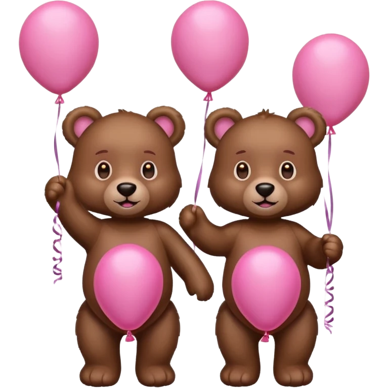 brown Satine bears in pink balloons  emoji