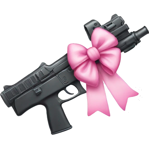 Kawaii gun with pink bow emoji