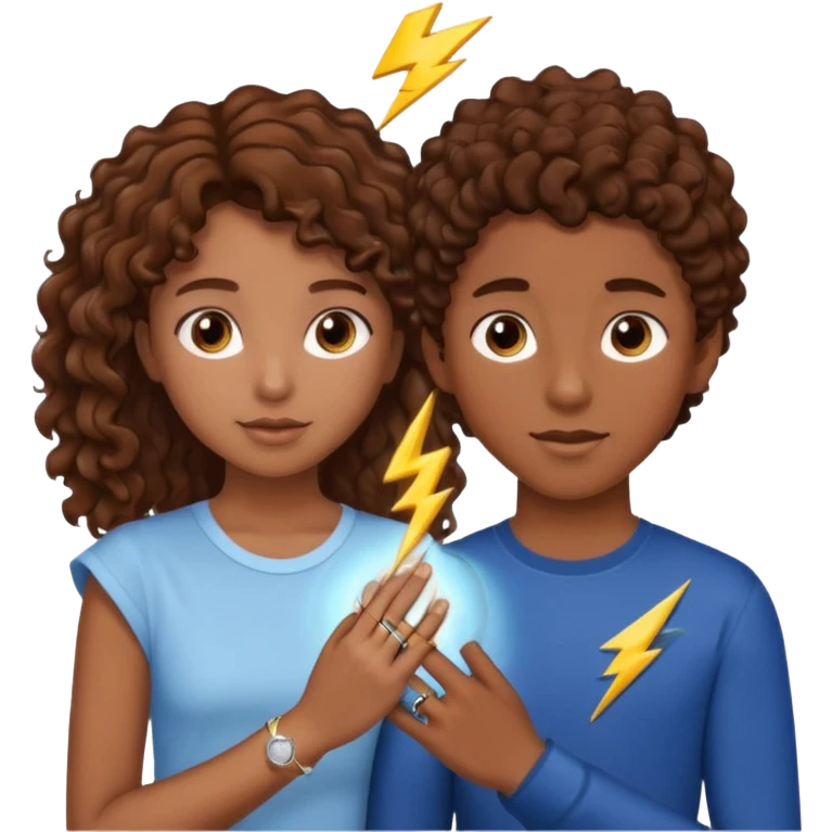 a 15 year old girl with brown curly hair but she has lightnings in it with a brown haired boy who gave her a promise ring emoji