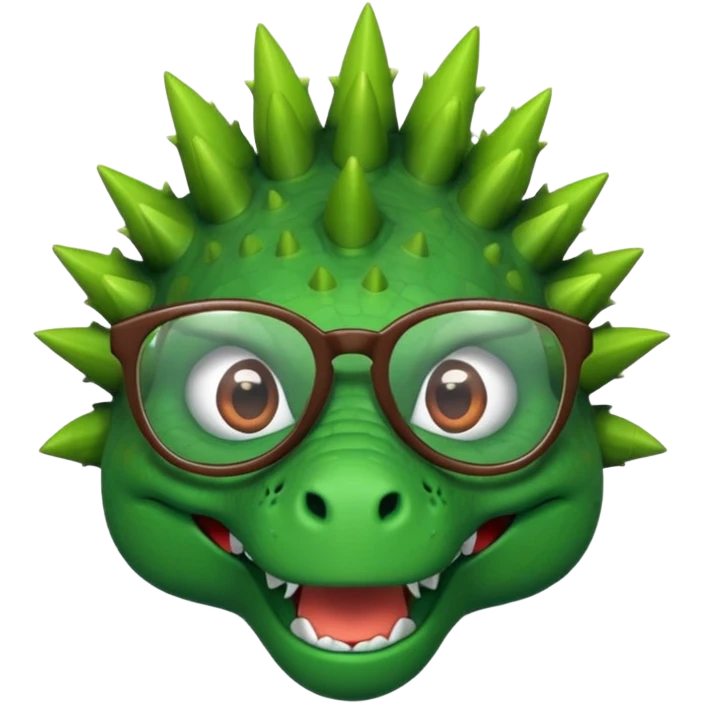 A dinosaur with glasses emoji