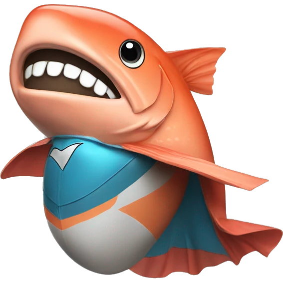 salmon wearing a superhero cape emoji
