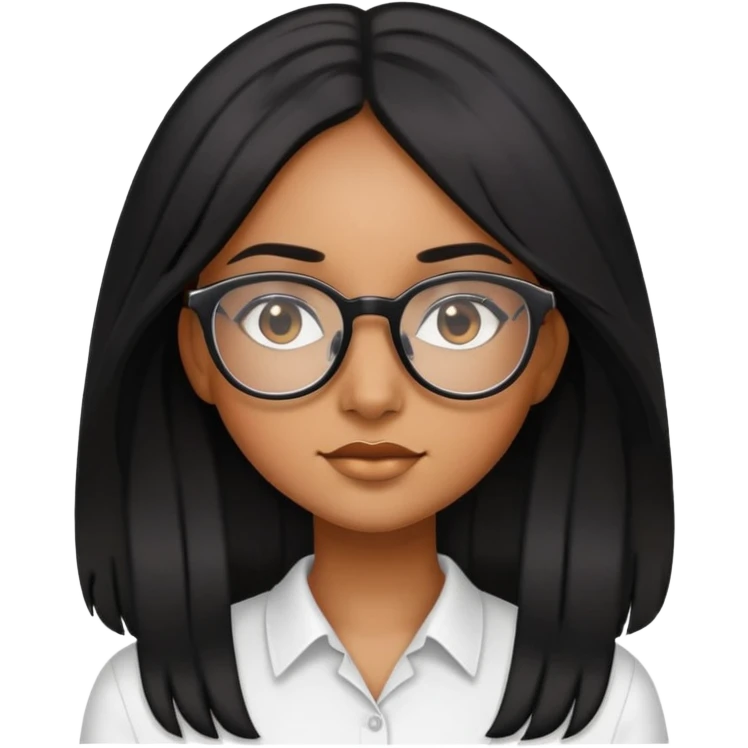brown girl with glasses and long black hair emoji