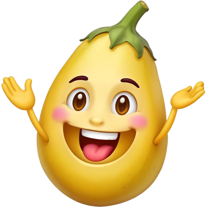 a very happy emoji  eating on an eggplant  emoji