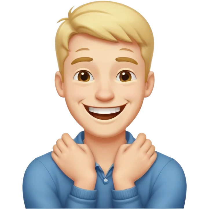 arms crossed holding neck laughing guy emoji