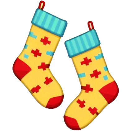 A 8-bit pixel art emoji of a pair of socks emoji