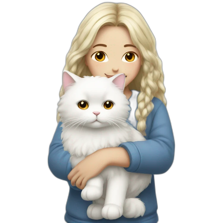 A girl with white fluffy cat emoji