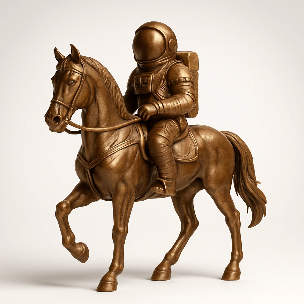 astronaut on horseback with stars in background emoji