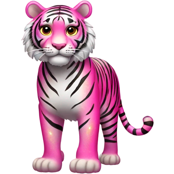 Pink rainbow full body tiger with glitter no orange emoji