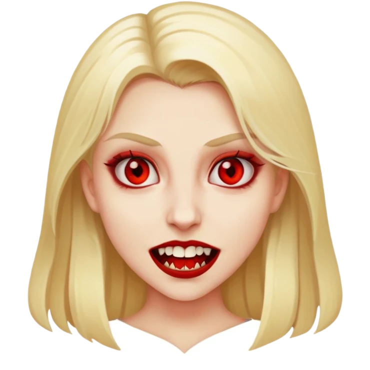 Blonde girl with tits red eyes and vampire teeth emoji