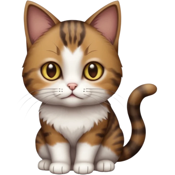 full body small short hair dark brown and white cat with hazel eyes emoji