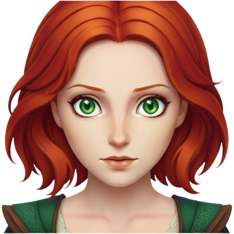 Triss Merigold from The Witcher with red hair and green eyes emoji