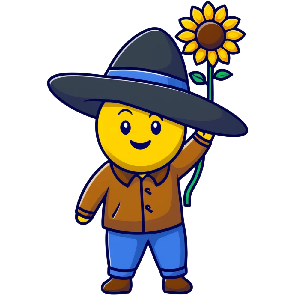 Happy Ukrainian emoji with sunflower and traditional Ukrainian hat emoji