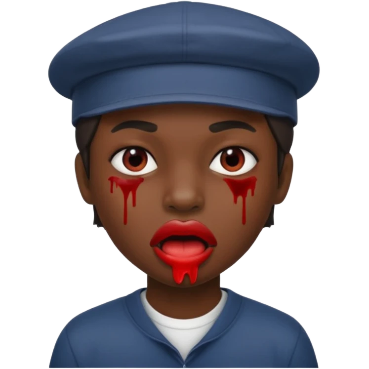 Creme un emoji con gorra hacia tras como cholo con su boca sangrada emoji