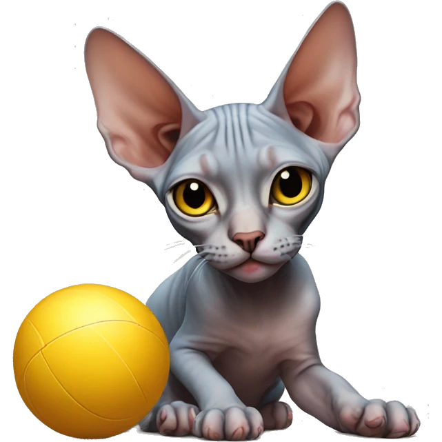 Sphynx cat plays with a ball
 emoji