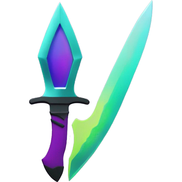 45° angle Aurora borealis purple teal lime green dagger knife sword emoji